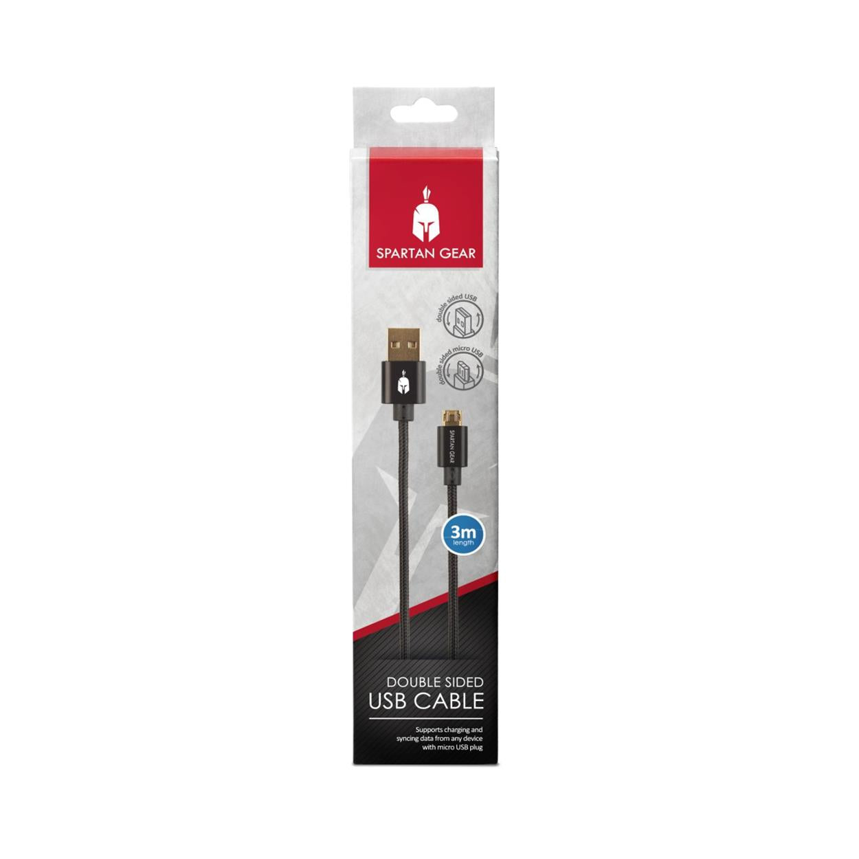 Spartan Gear - Dubbel Sidig USB Kabel 3m