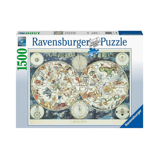 Ravensburger Pussel: Världskarta av Fantastiska Varelser (1500 bitar)