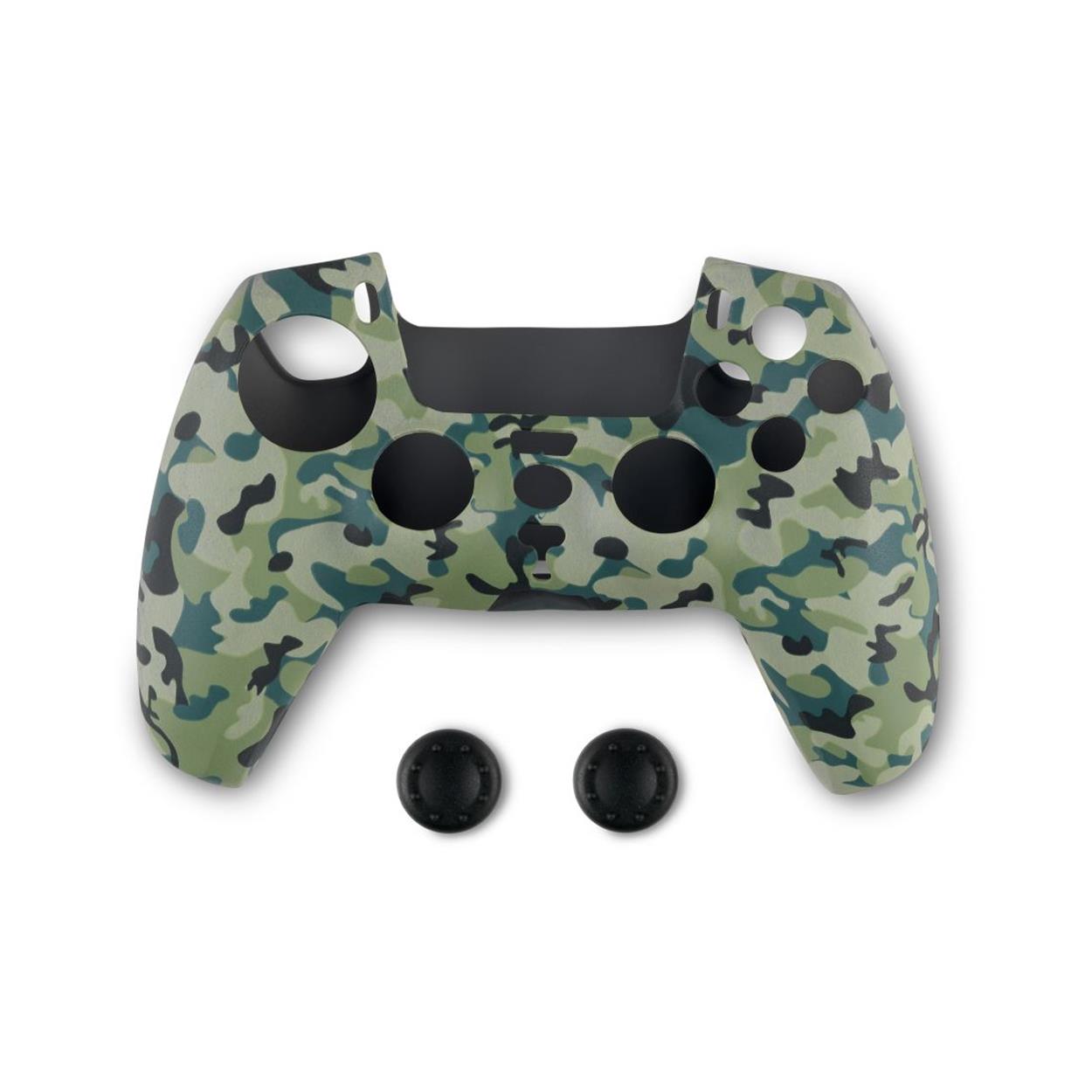 Spartan Gear - Controller Silicon Skin Cover och Thumb Grips (PS5) Grön Kamouflage