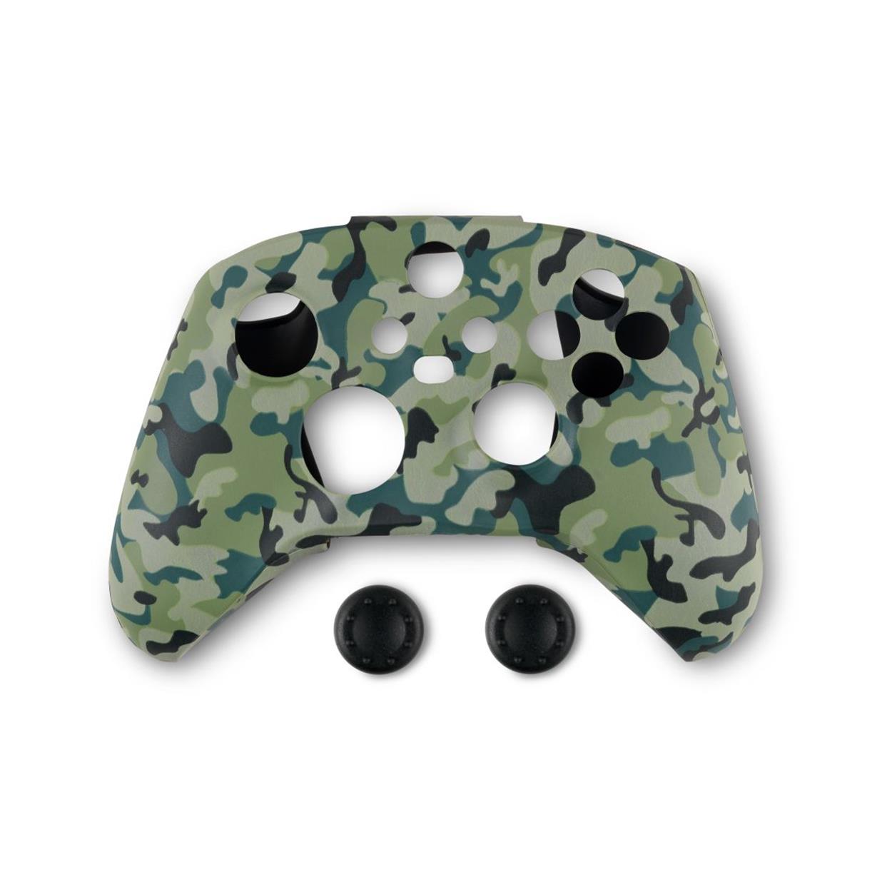 Spartan Gear - Controller Silicon Skin Cover och Thumb Grips (Grön Camo)