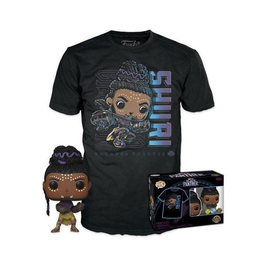 Funko Pop! Marvel Black Panther - Shuri (Glows in the Dark) Bobble-Head och T-Shirt (L)