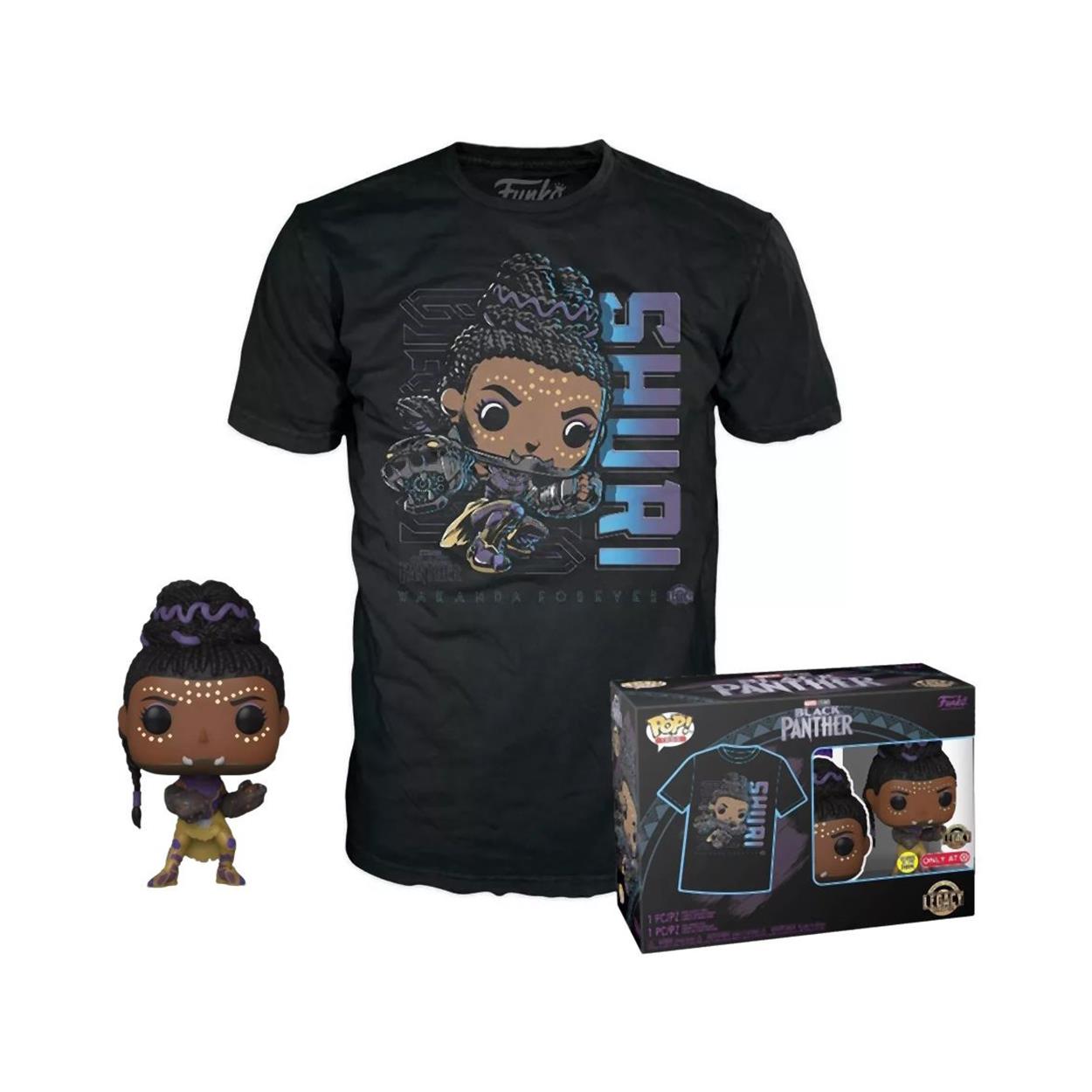 Funko Pop! Marvel Black Panther - Shuri (Glows in the Dark) Figur och T-Shirt (XL)