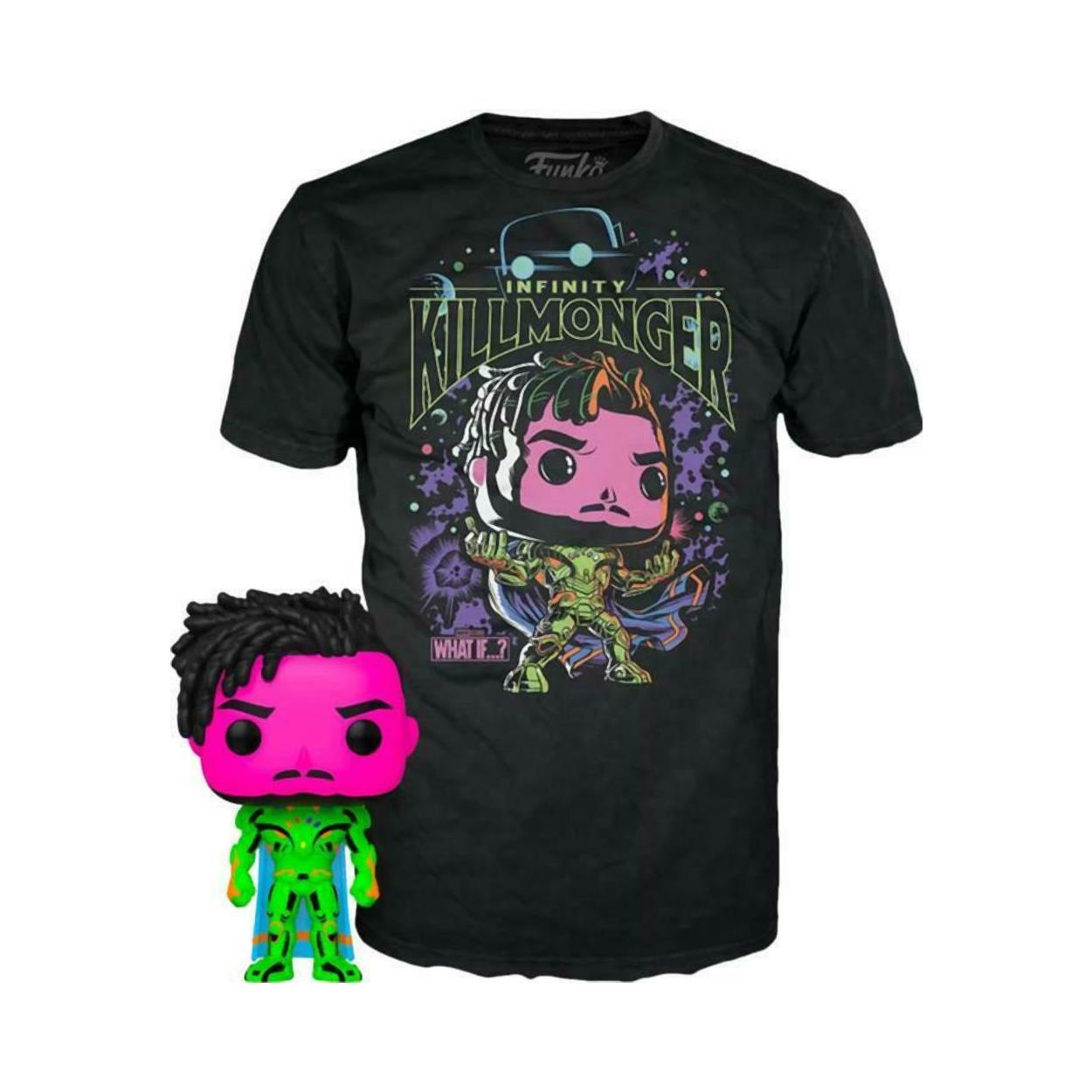 Funko Pop! & T-shirt: Marvel What If...? - Infinity Killmonger (Blacklight) (Special Edition)