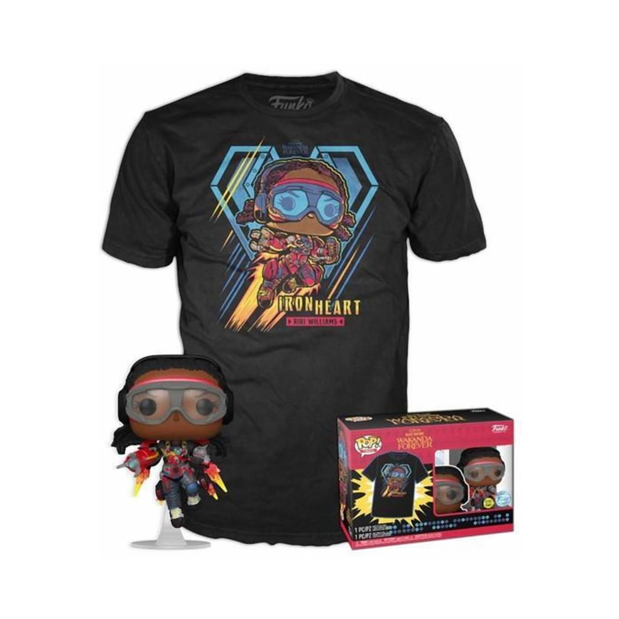 Funko Pop! Marvel Black Panther Iron Heart Riri Williams (Glöder i Mörkret) med T-shirt (S)