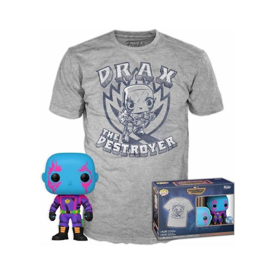 Funko Pop! och T-shirt (XL): Marvel Guardians of the Galaxy - Drax (Blacklight)