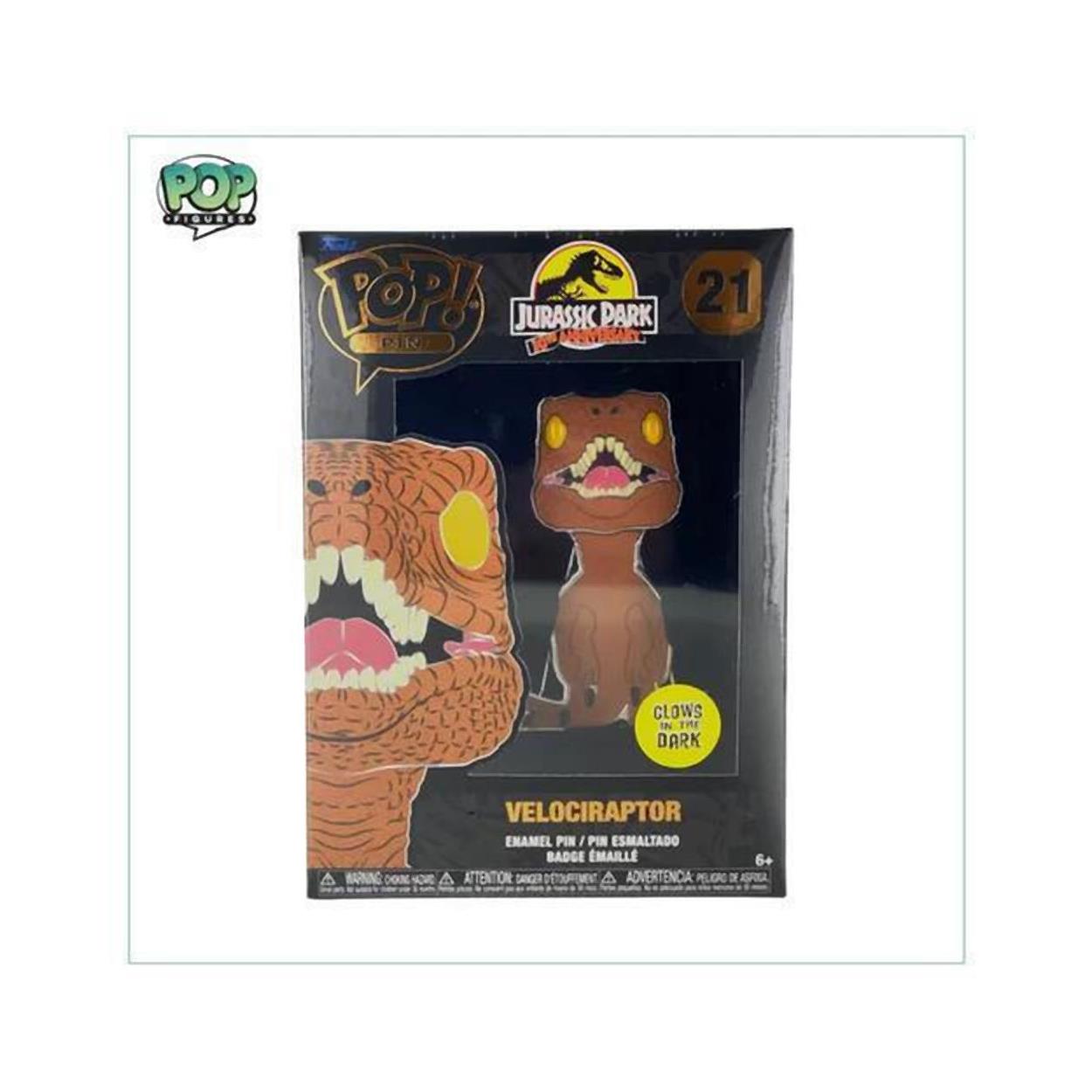 Funko Pop! Jurassic Park 30-årsjubileum - Glödande Velociraptor Emaljpin