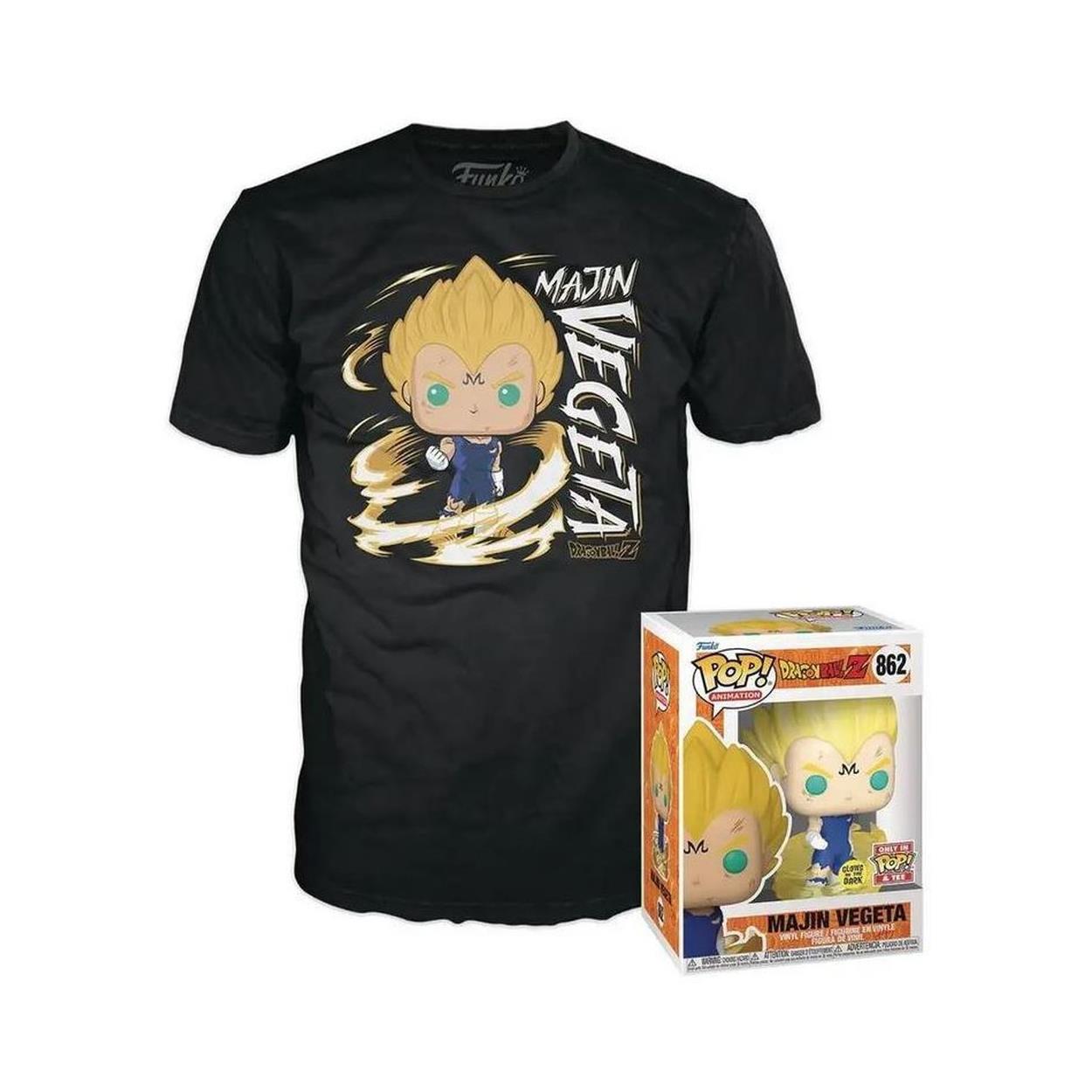 Funko Pop! Dragon Ball Z - Majin Vegeta (Glöder i Mörkret) Vinylfigur och T-shirt (S)