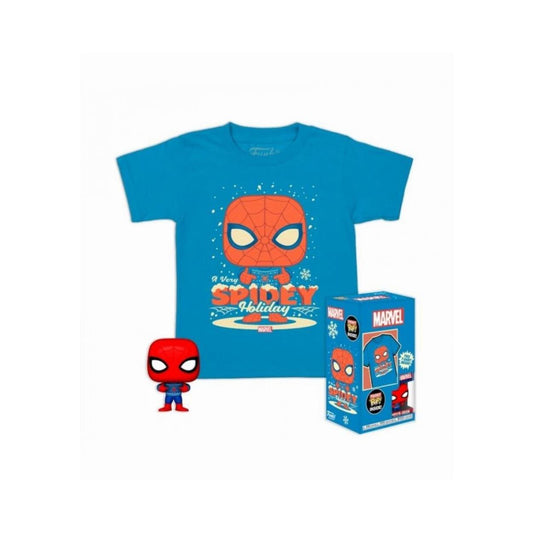 Funko Pocket Pop! & Tee (Barn): Marvel - Holiday Spiderman Vinylfigur och T-shirt (XL)