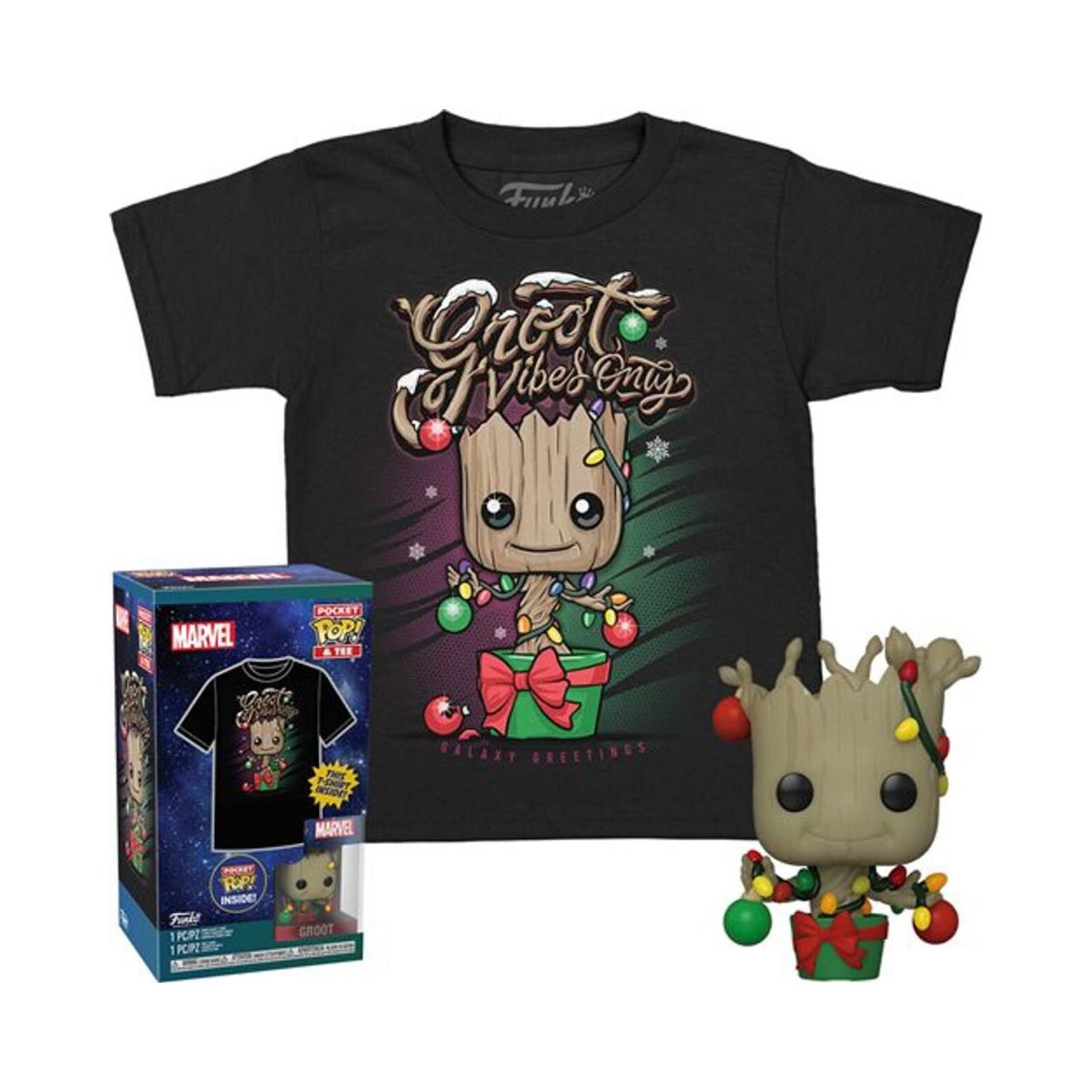 Funko Pocket Pop! och T-shirt (Barn): Guardians of the Galaxy - Holiday Groot