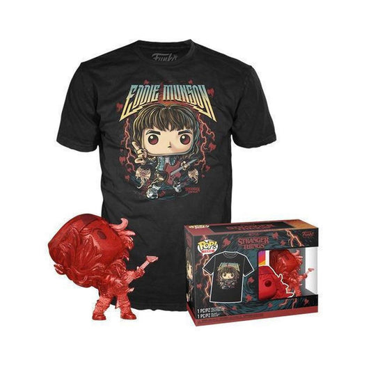 Funko Pop! Hunter Eddie med Gitarr Vinyl Figur och T-Shirt (M)