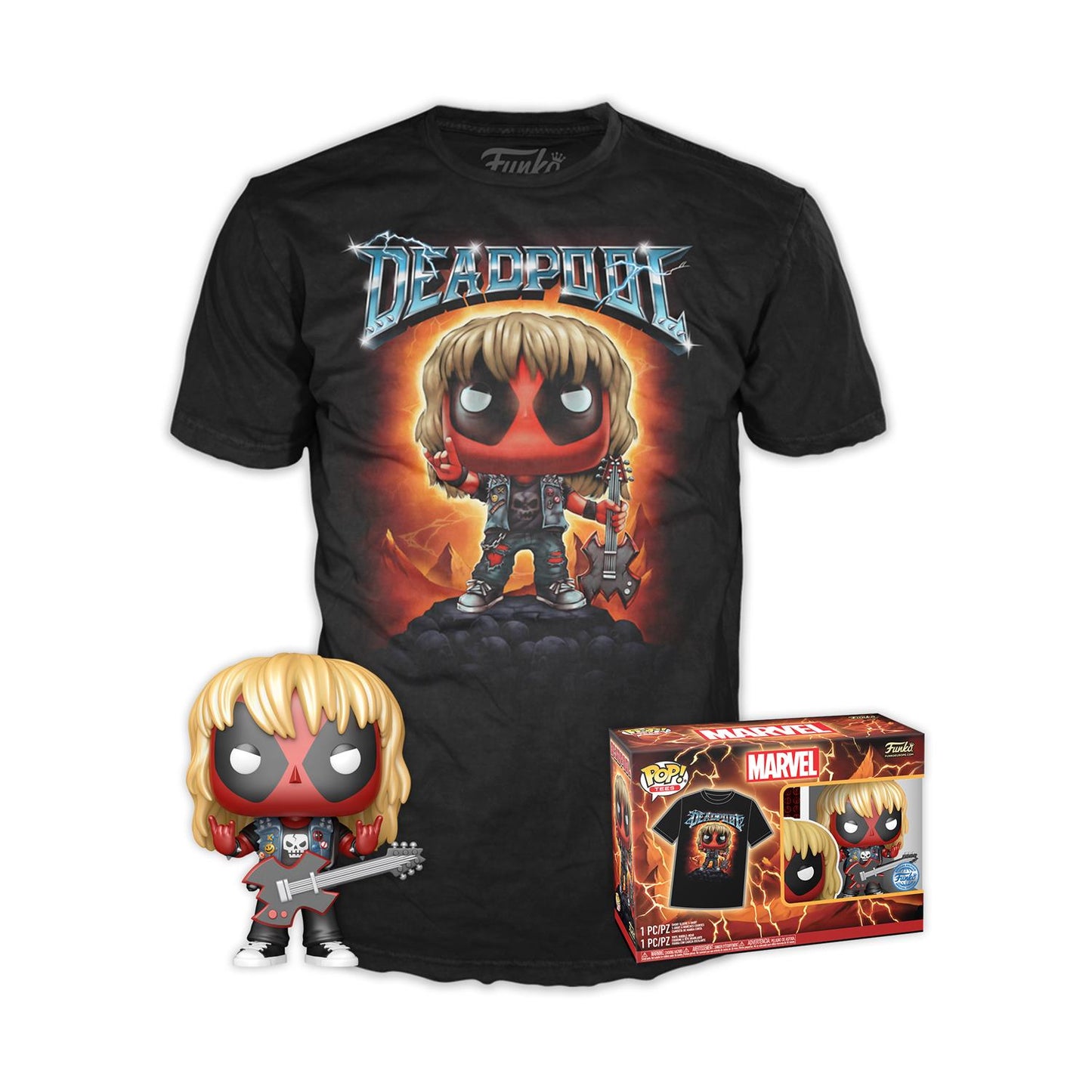 Funko Pop! Deadpool Heavy Metal Vinyl Figur och T-Shirt (S)