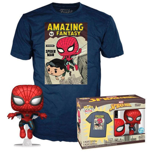 Funko Pop! Marvel - Spider-Man (Metallic) Vinylfigur och T-shirt (M)