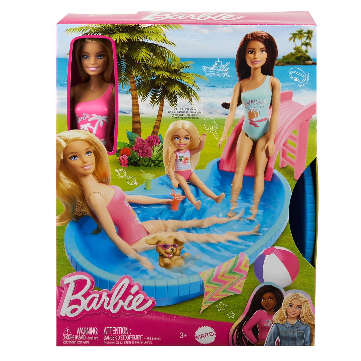 Mattel Barbie® Docka med Poolrutschkana Leksakssats (HRJ74)