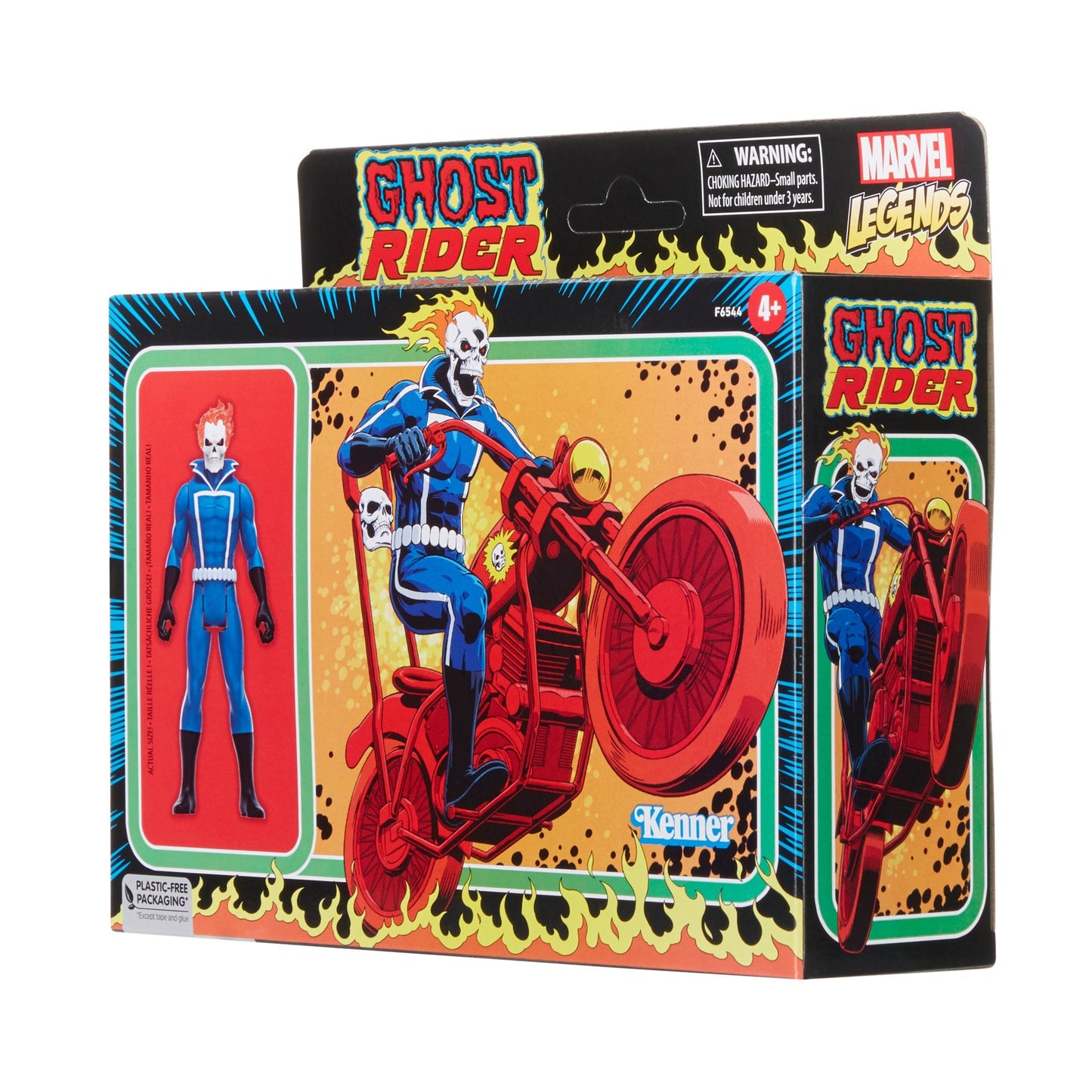 Hasbro Marvel Legends Retro Collection - Ghost Rider Action Figure och Motorcykel (10cm)