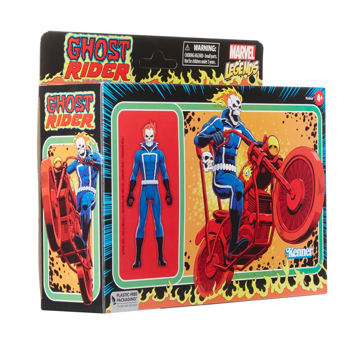 Hasbro Marvel Legends Retro Collection - Ghost Rider Action Figure och Motorcykel (10cm)