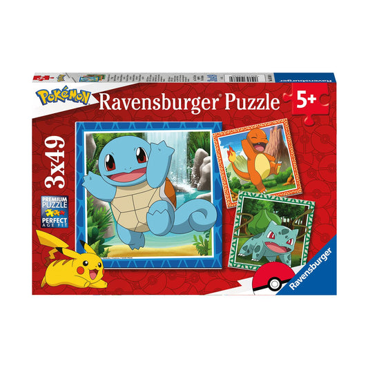 Ravensburger Puzzle: Pokemon - Charmander, Bulbasaur och Squirtle (3x49 bitar)