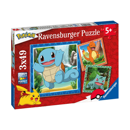 Ravensburger Puzzle: Pokemon - Charmander, Bulbasaur och Squirtle (3x49 bitar)