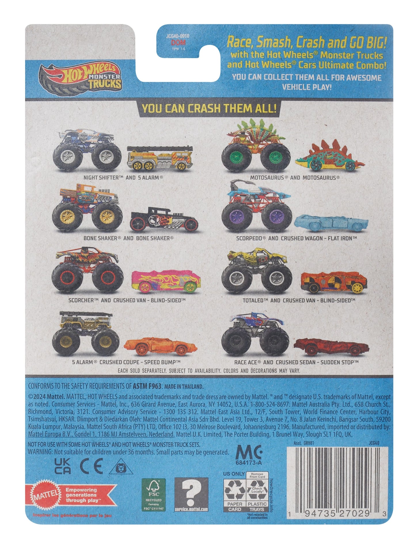 Mattel Hot Wheels Monster Trucks - Motosaurus 2 Pack