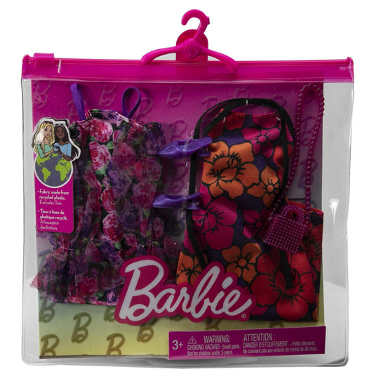 Mattel Barbie: Kläder Set 2-Pack - Blommigt Tema och Tillbehör