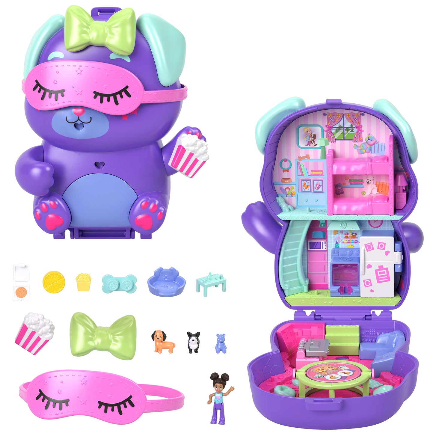 Mattel Polly Pocket: Tiny Worlds - Sleepover Puppy Lekset