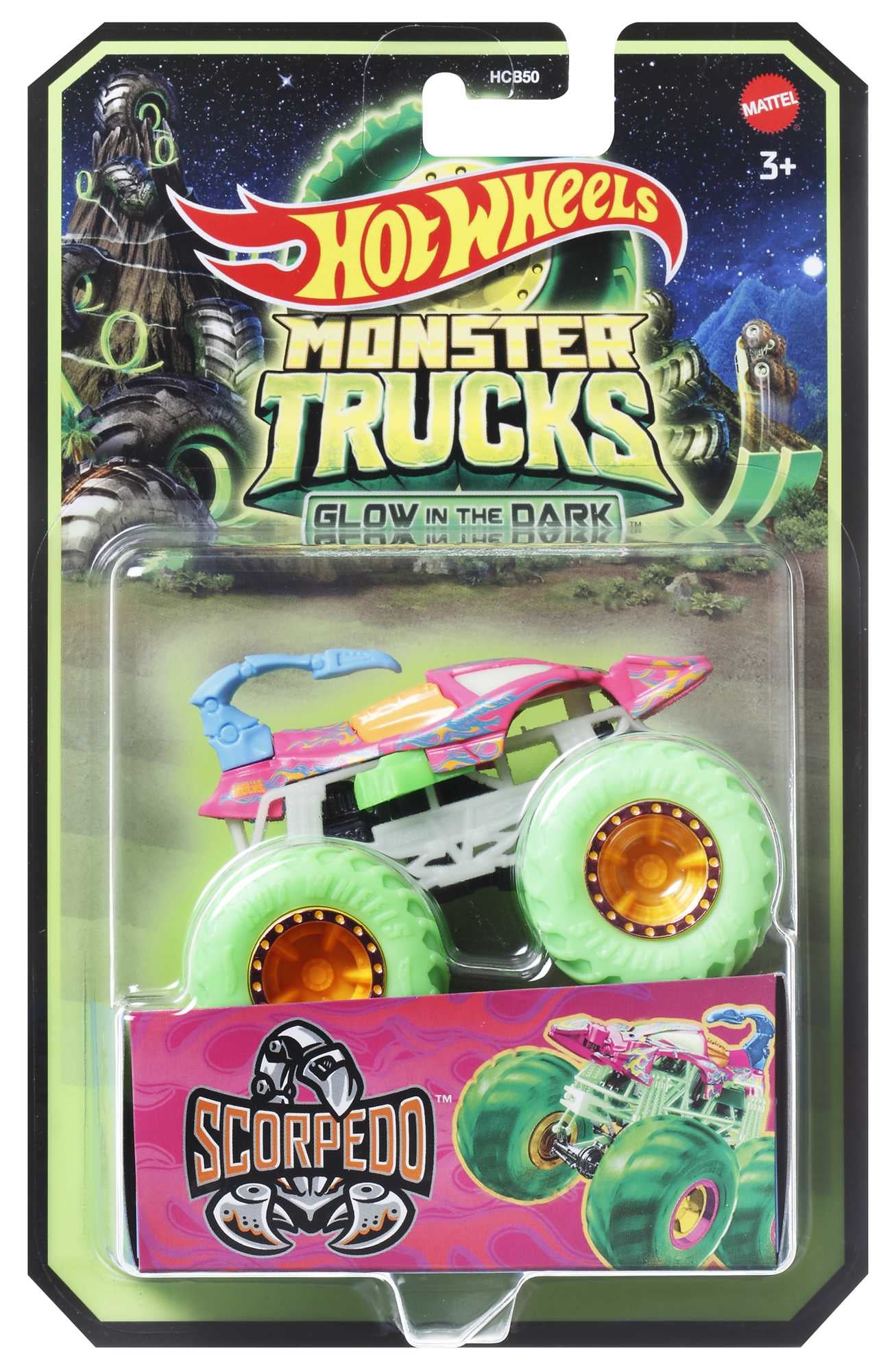 Mattel Hot Wheels Monster Trucks: Glow in The Dark - Twin Mill (HVH80)