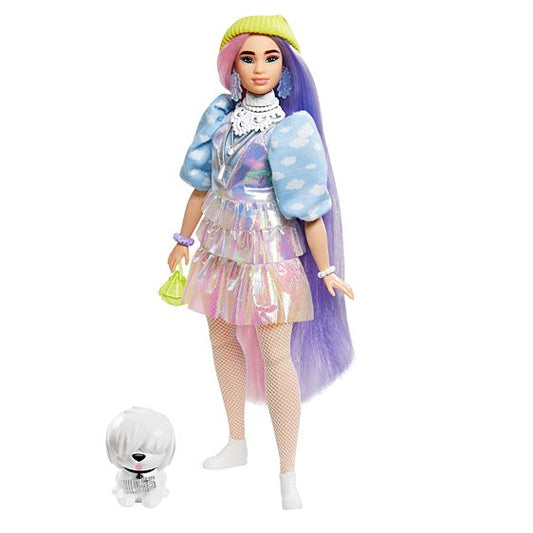 Mattel Barbie Extra: Curvy Docka med Glittrande Look och Valp