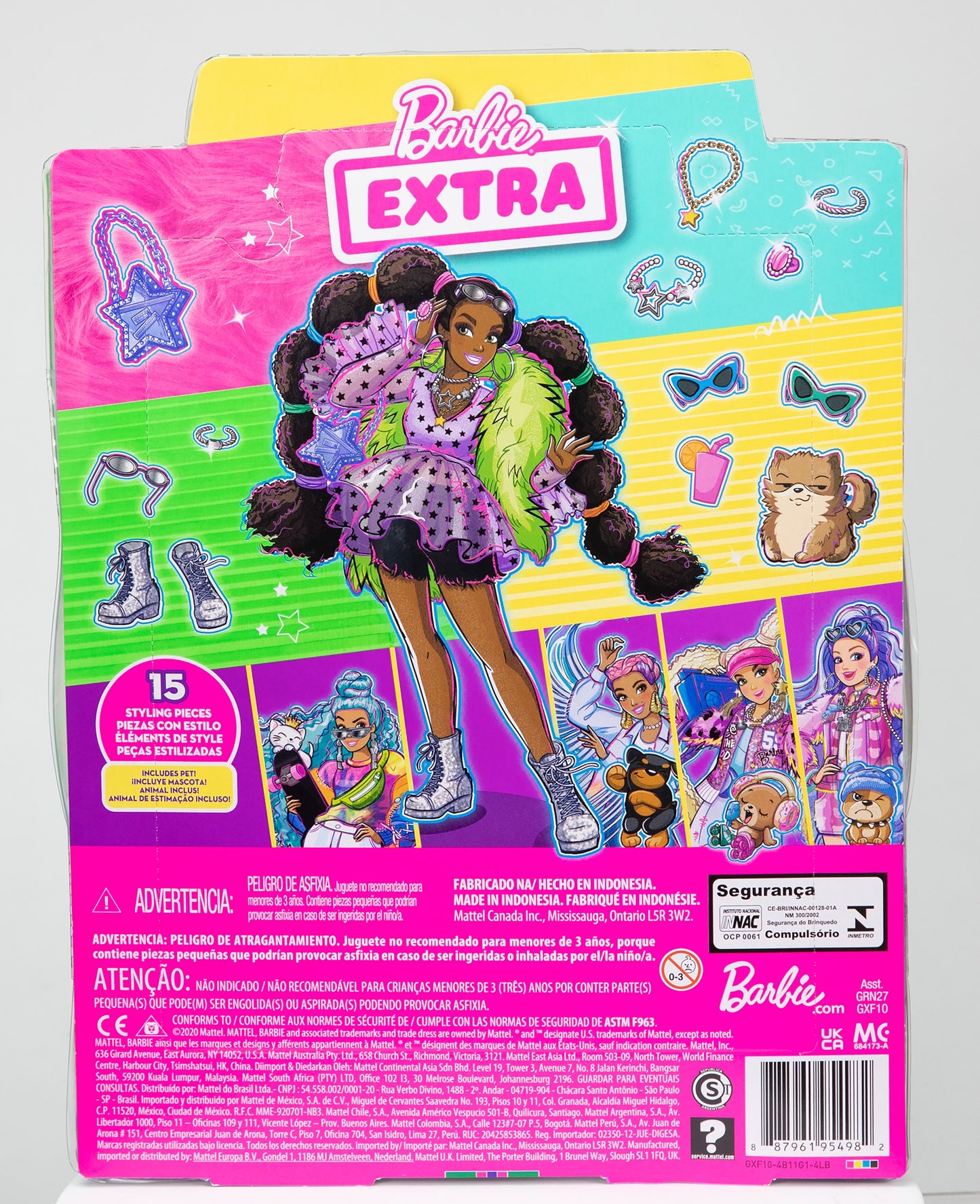 Mattel Barbie Extra: Bobble Hair Dark Skin Doll (GXF10)