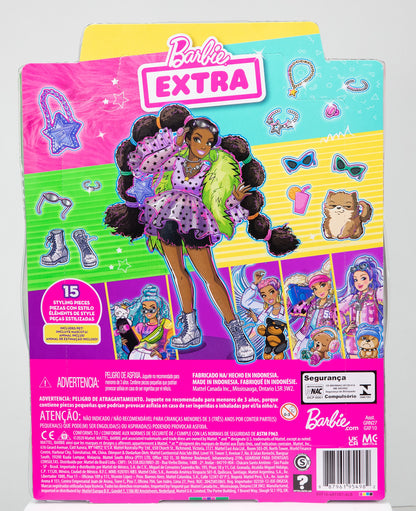 Mattel Barbie Extra: Bobble Hair Dark Skin Doll (GXF10)