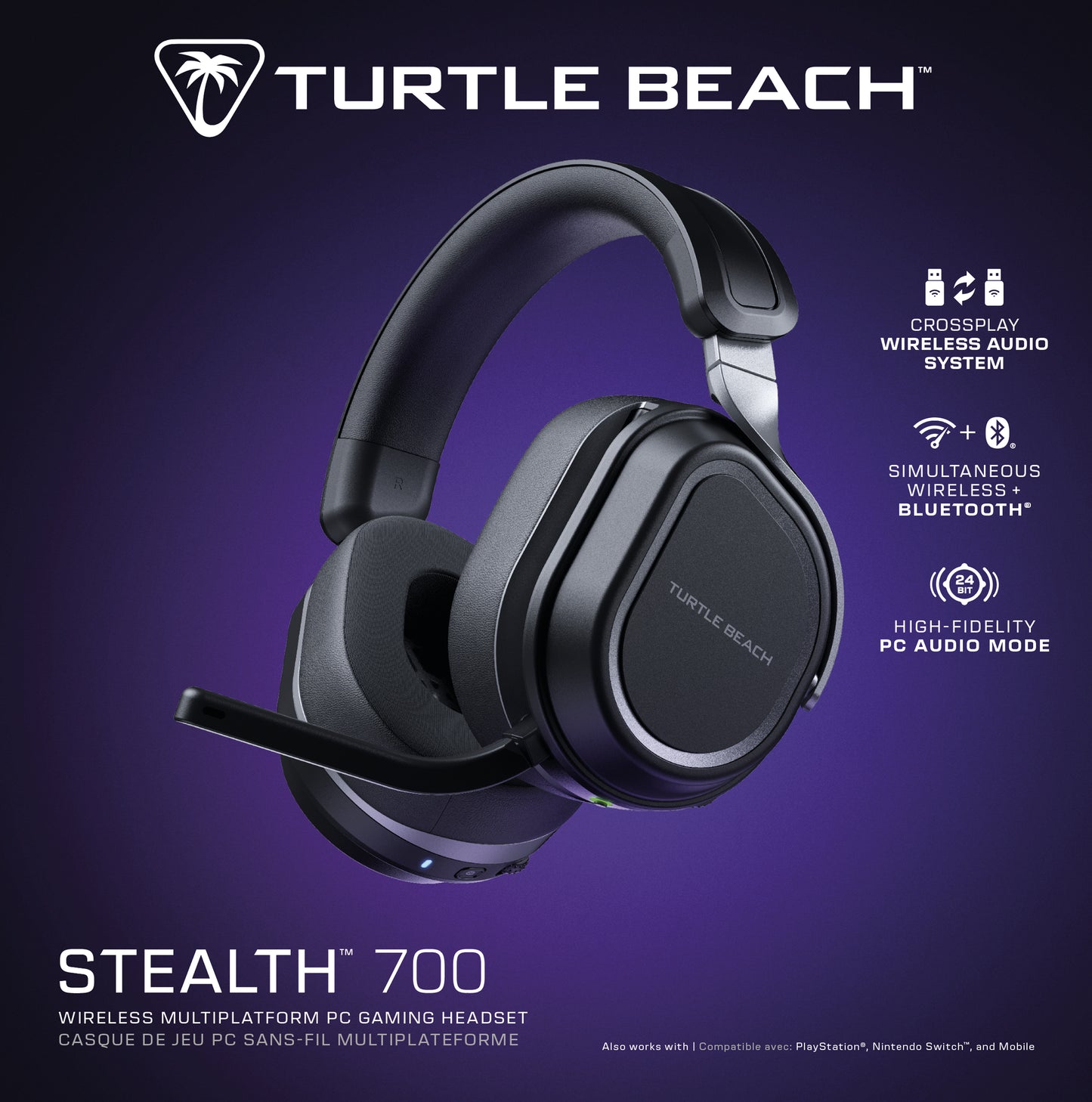 Turtle Beach Stealth 700 - Trådlöst Gaming Headset (Gen3) för PC, PS, Mobil - Svart