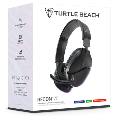 Turtle Beach Recon 70 - Gaming Headset för XBOX, PS, Switch, PC & Mobil (Svart)