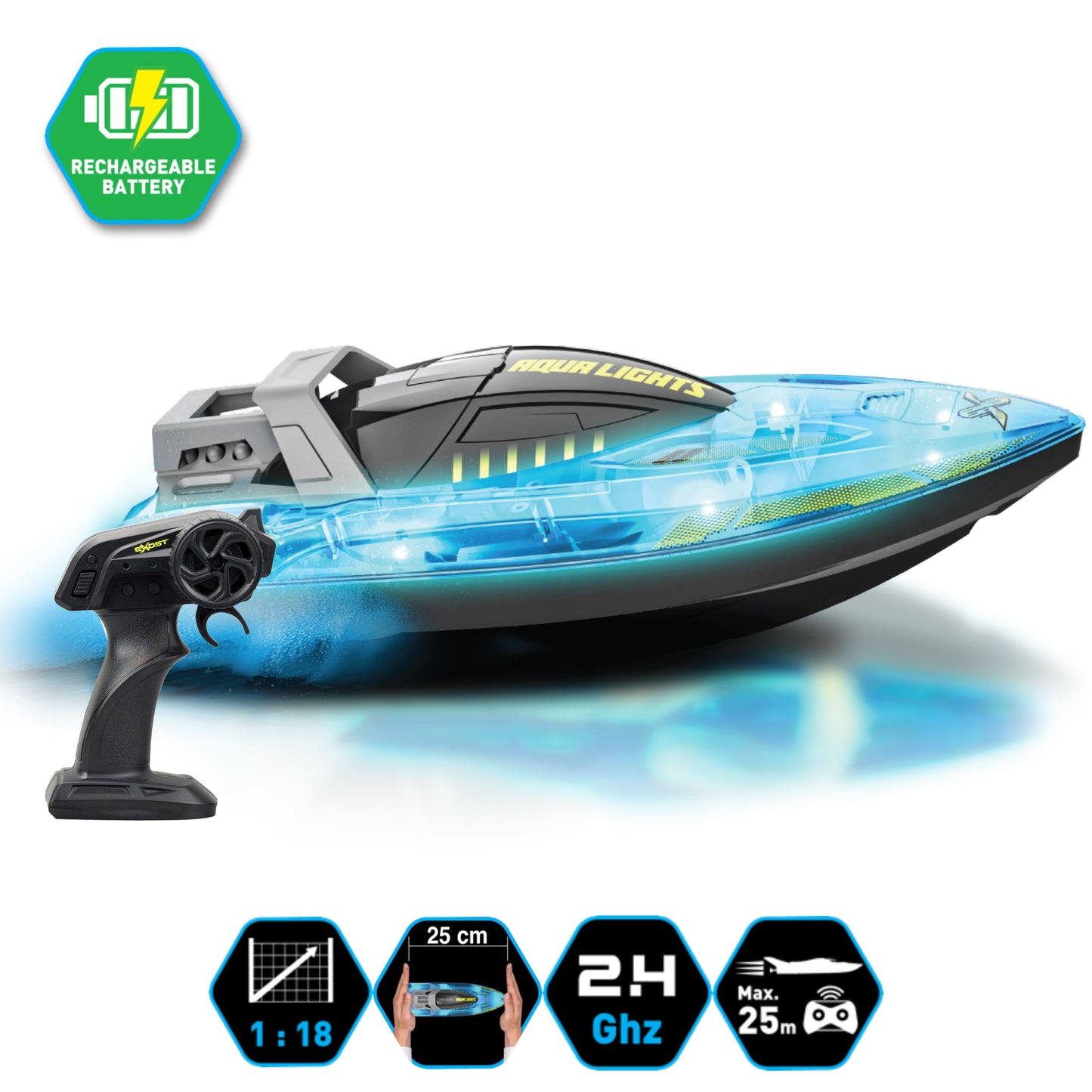 AS Silverlit: Exost R/C - Aqua Lights Båt 7530-20606