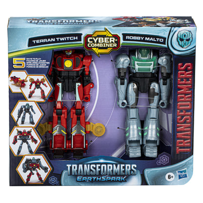 Hasbro Transformers Earthspark: Cyber-Combiner Terran Twitch och Robby Malto Actionfigurer