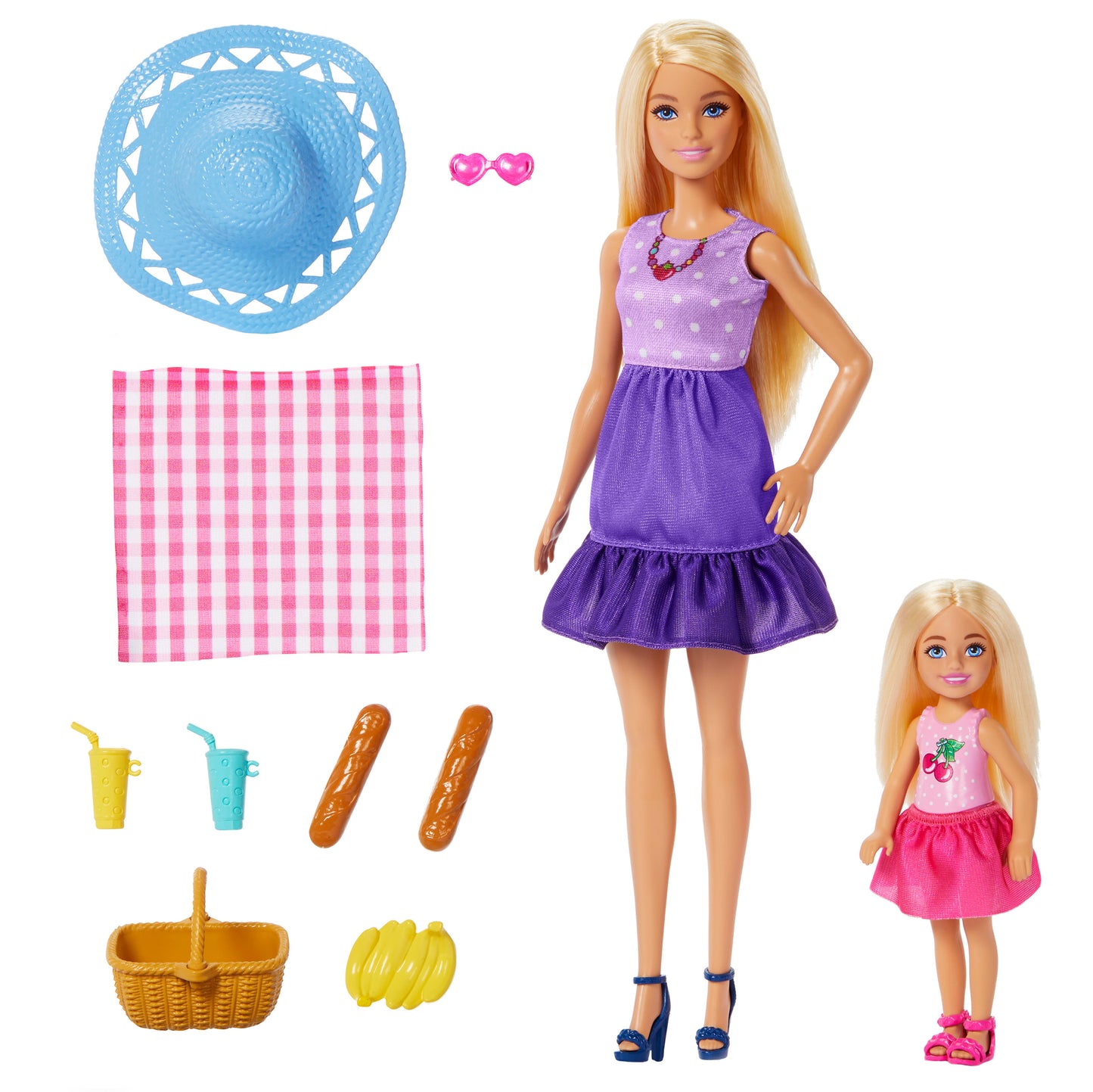 Mattel Barbie: Familj och Vänner - Barbie Malibu och Club Chelsea Systrar PicNic Dockor (JBF43)