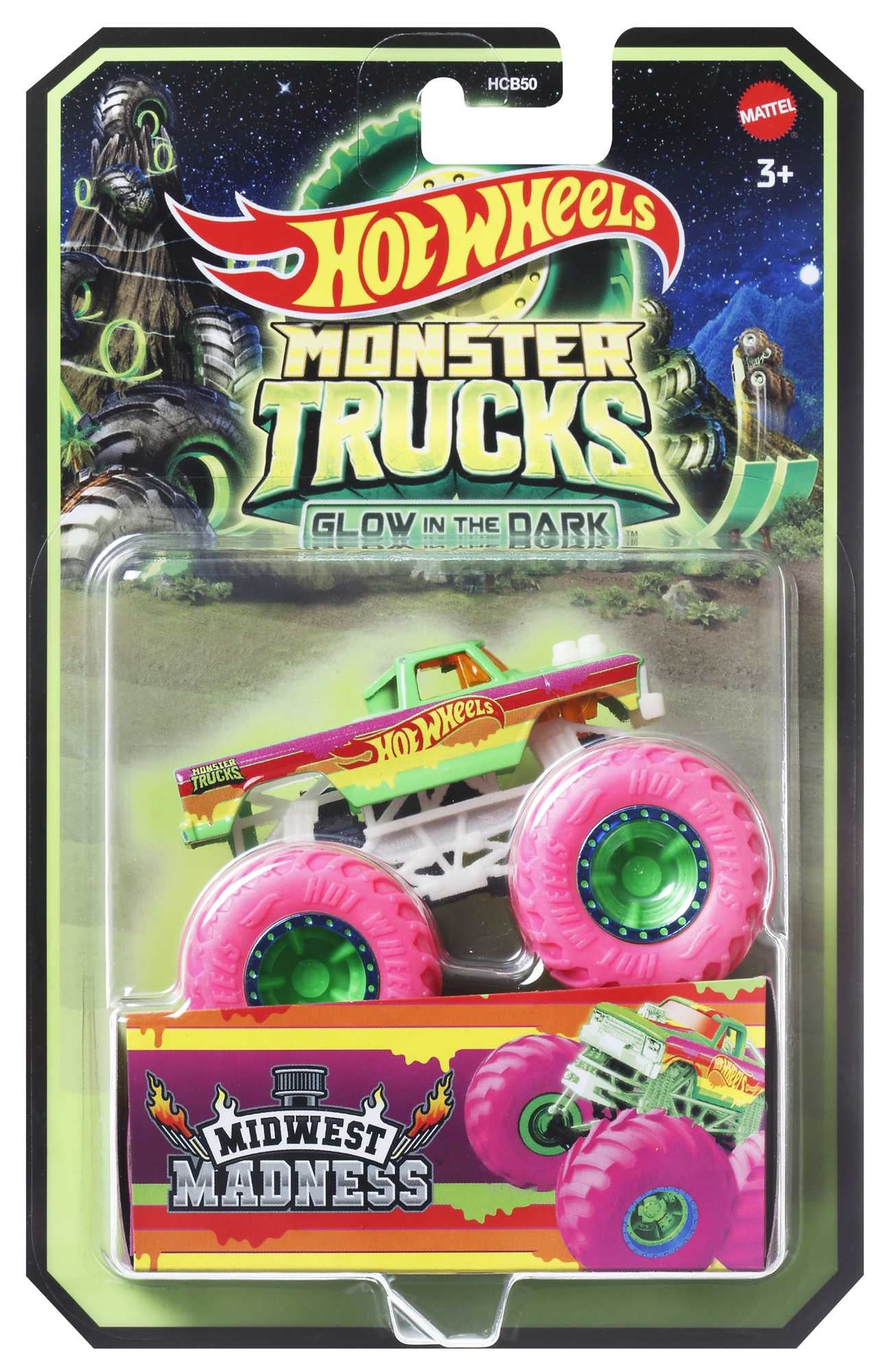 Mattel Hot Wheels Monster Trucks: Glow in The Dark - Twin Mill (HVH80)