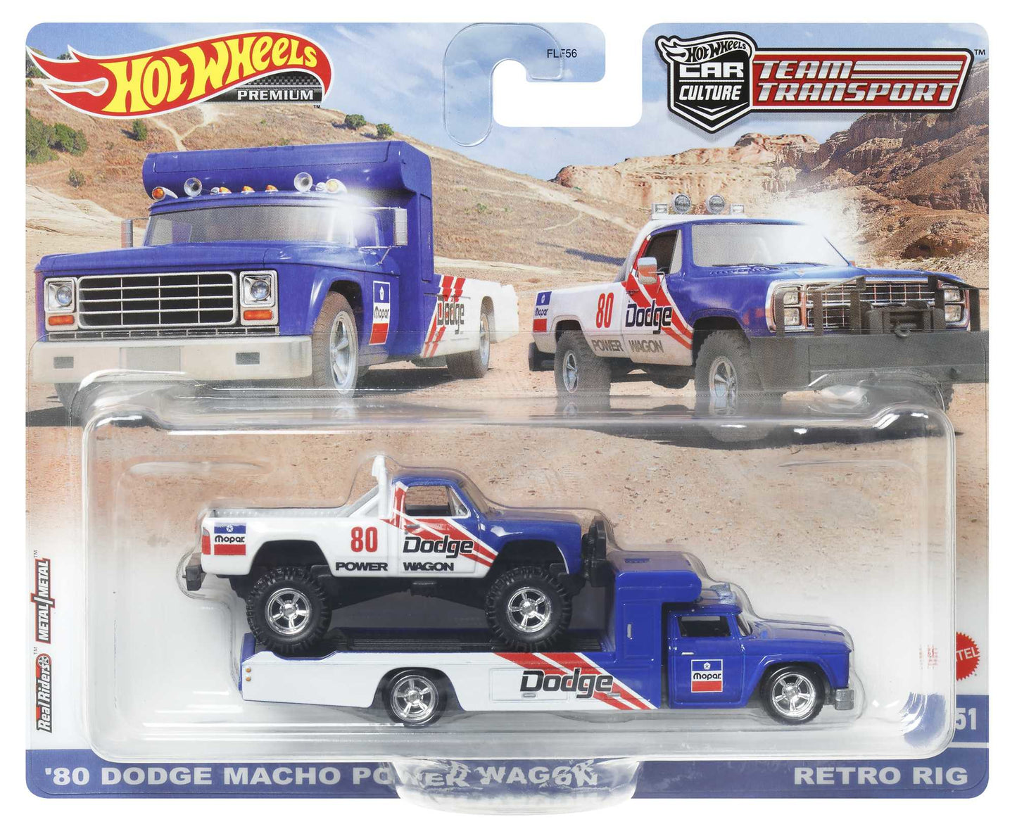 Mattel Hot Wheels: Premium Car Culture Team Transport - '80 Dodge Macho Power Wagon och Retro Rig