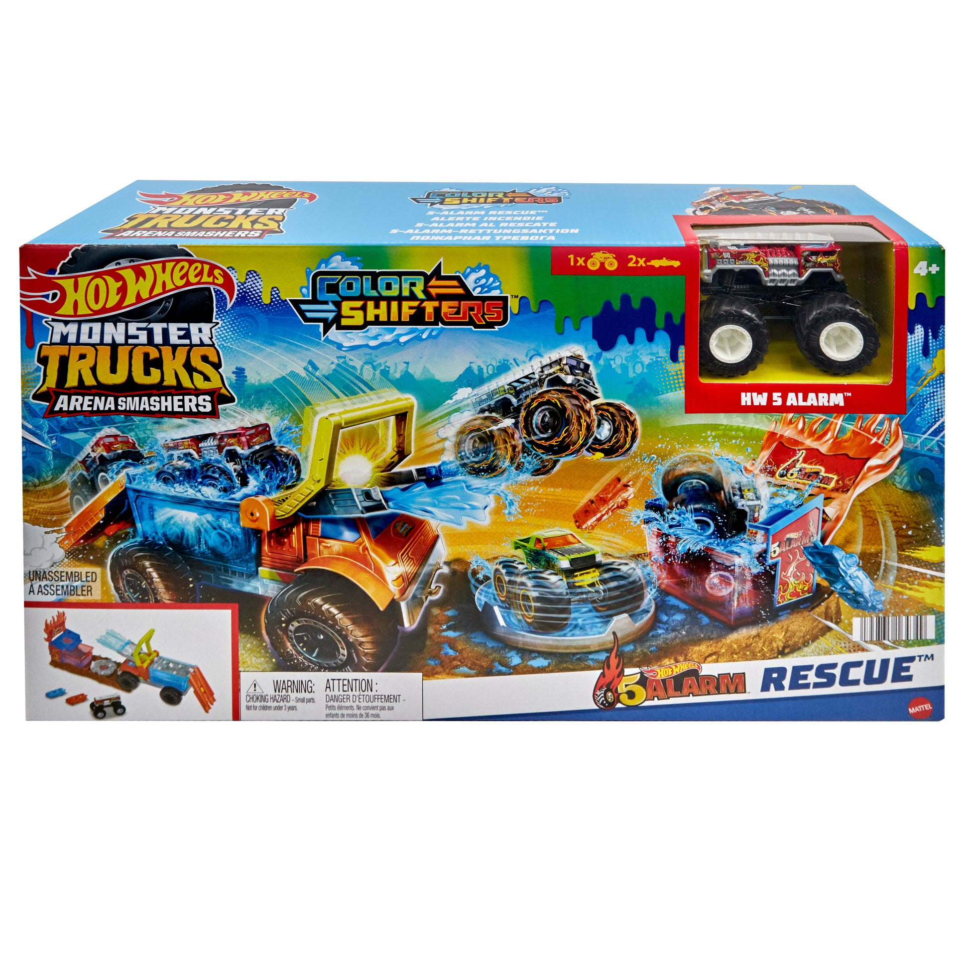 Mattel Hot Wheels Monster Trucks Arena Smashers Color Shifters - 5-Alarm Rescue