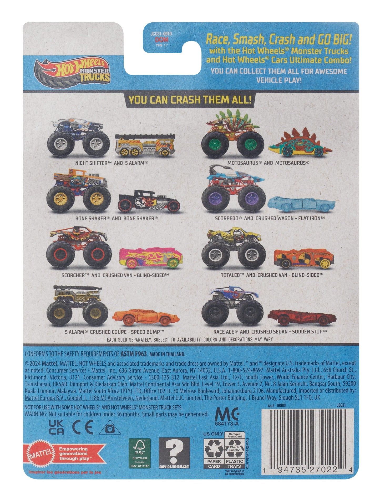 Mattel Hot Wheels: Monster Trucks - Scorcher 2 Pack Fordonsset