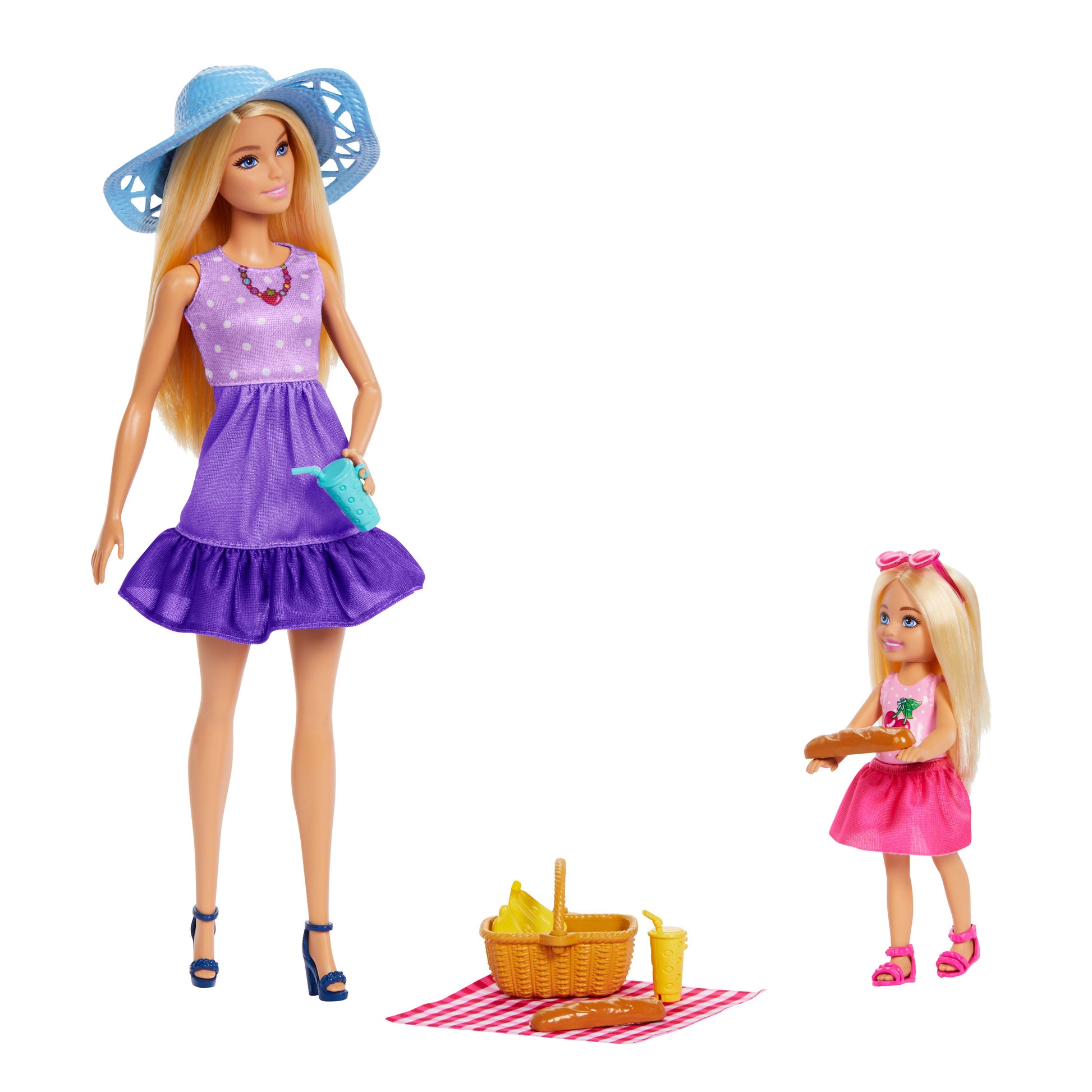 Mattel Barbie: Familj och Vänner - Barbie Malibu och Club Chelsea Systrar PicNic Dockor (JBF43)